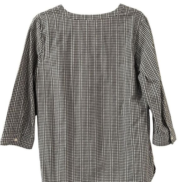 Talbots Black and White Gingham Blouse Size Medium - Picture 3 of 4